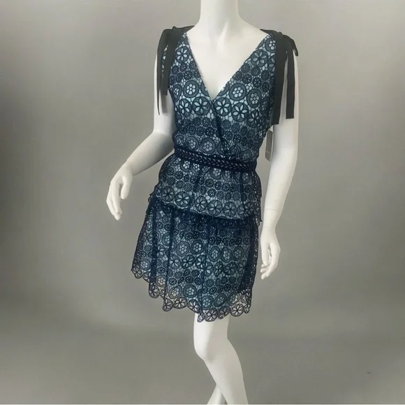 NWT Self-Portrait Tiered Circle Lace Dress Size 10 $440